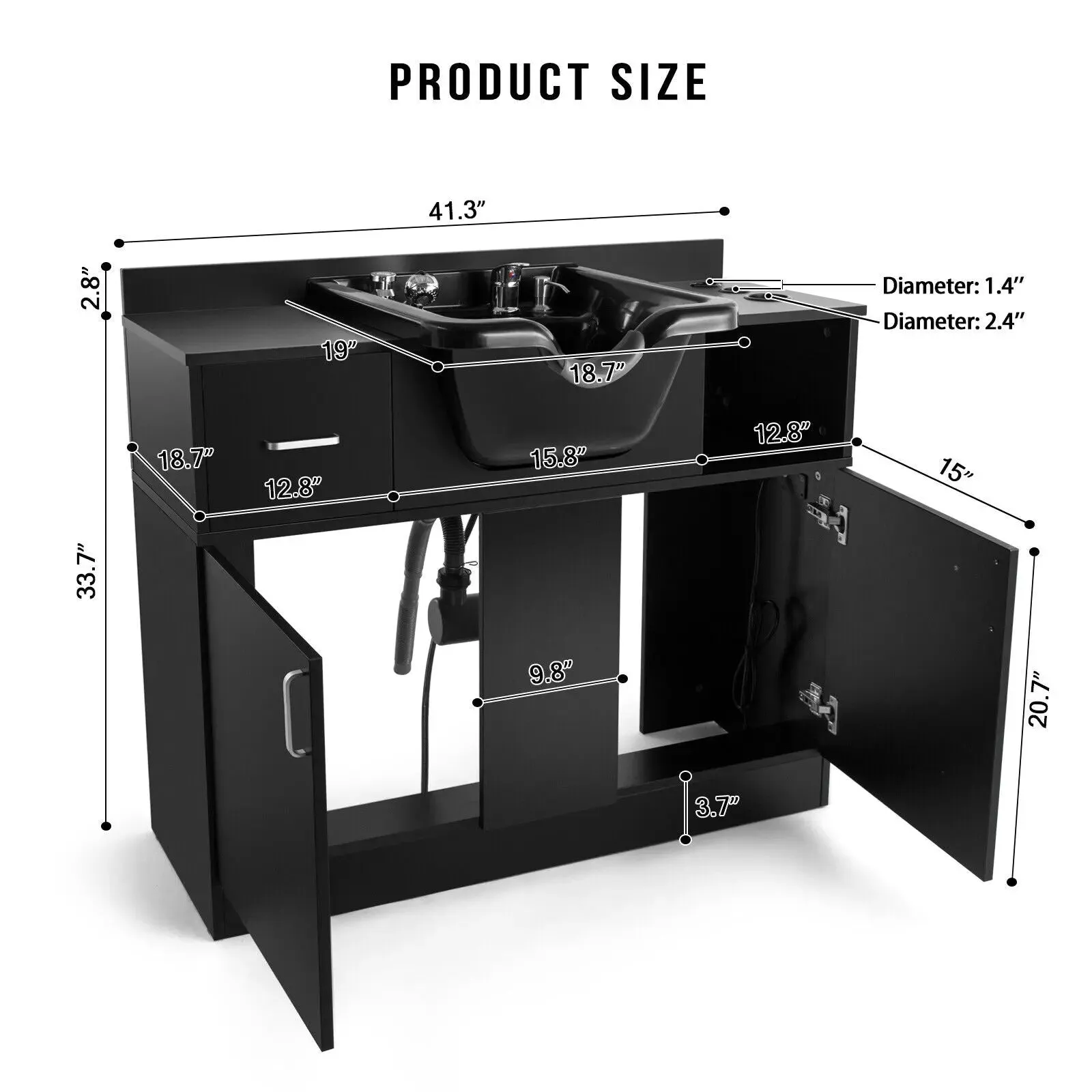 #10093 Shampoo Station Backwash Sink with USB, 110V Outlets （bundle）