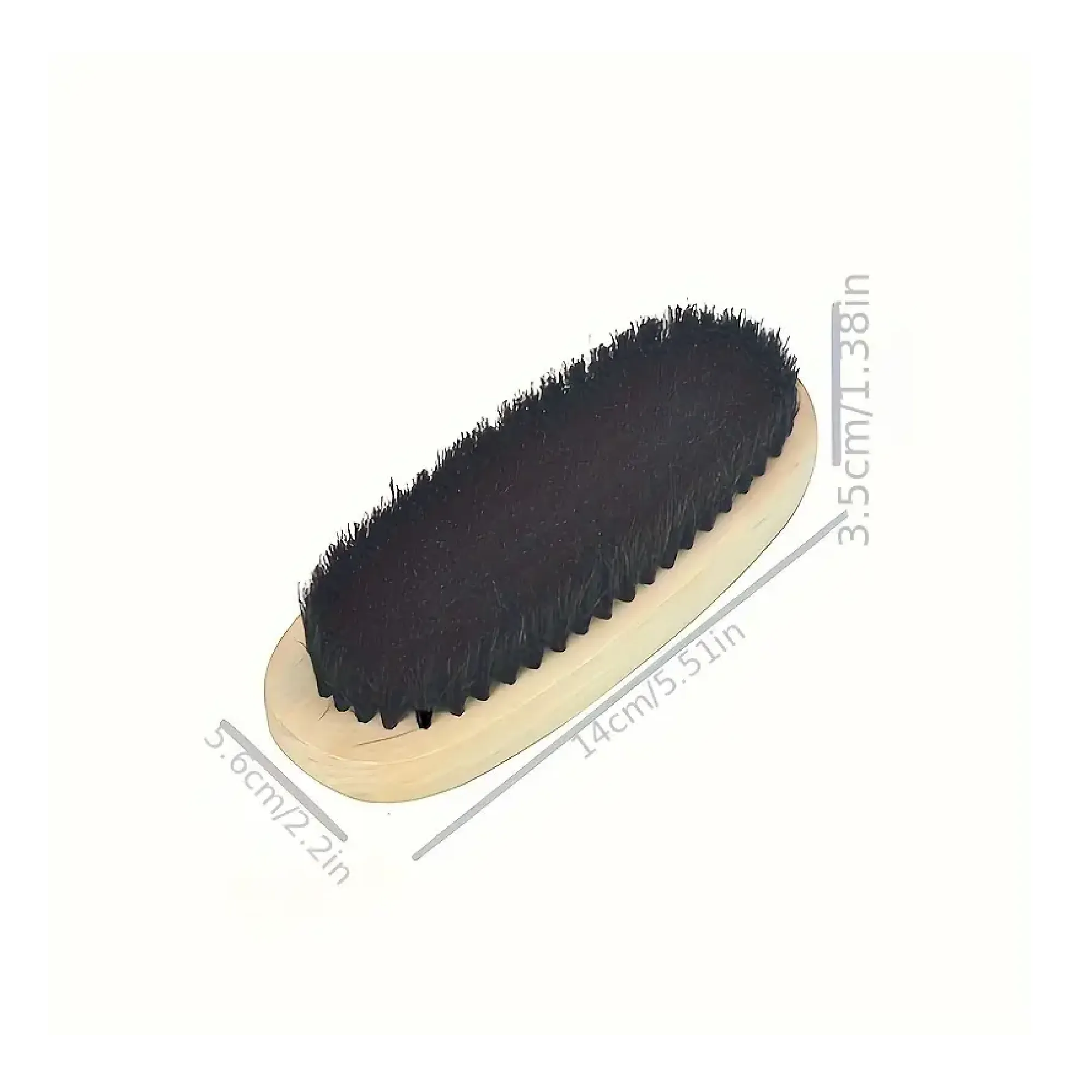 1pc Oval Black Pig Hair Brush, Polishing Brush, Professional Leather Shoe Cleaning And Care Brush