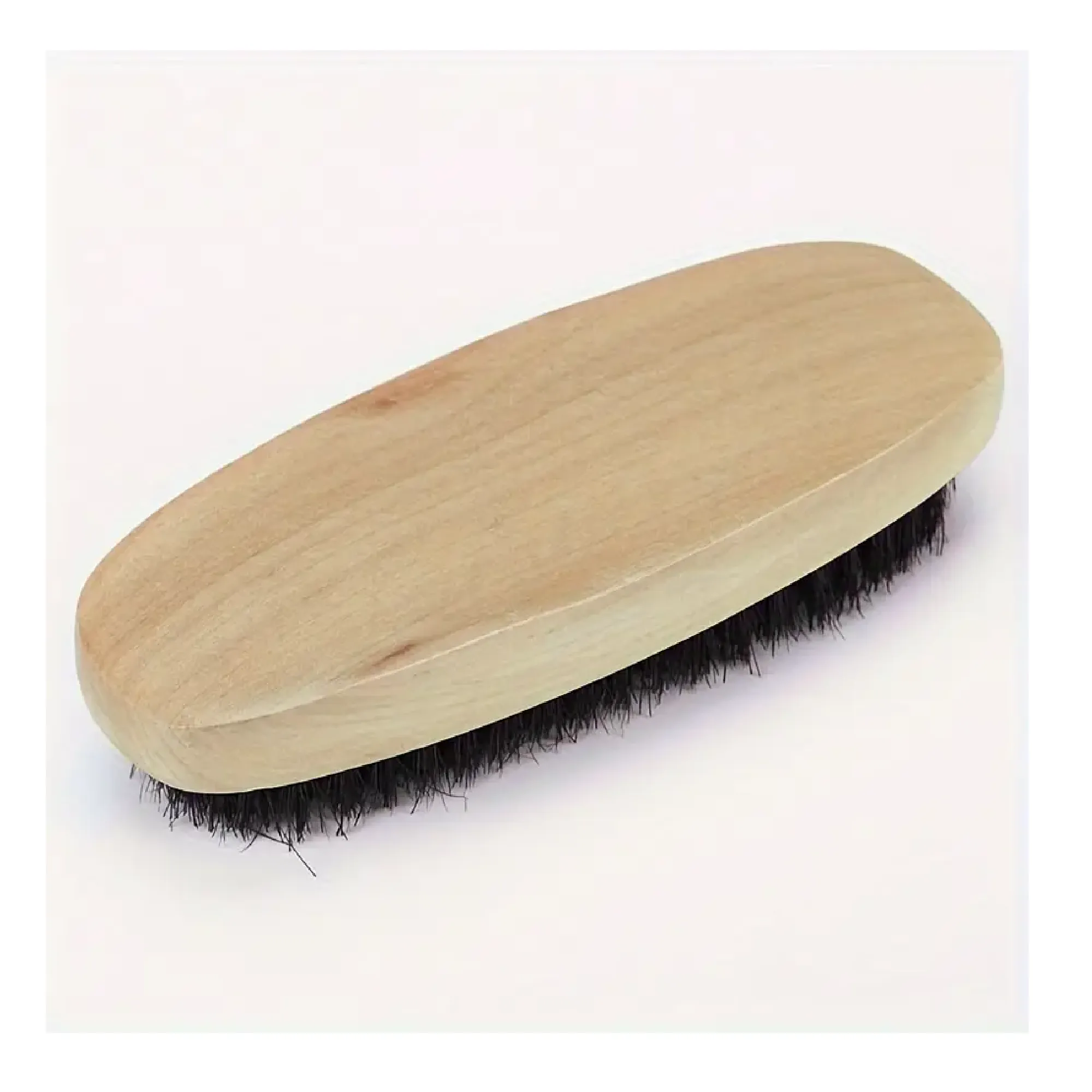 1pc Oval Black Pig Hair Brush, Polishing Brush, Professional Leather Shoe Cleaning And Care Brush