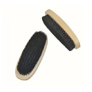 1pc Oval Black Pig Hair Brush, Polishing Brush, Professional Leather Shoe Cleaning And Care Brush