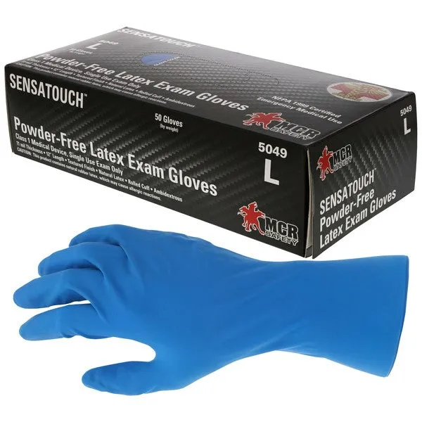 5049XL MCR Safety Med Tech Disposable Gloves, X-Large, Latex, 11 Mil THK, Blue