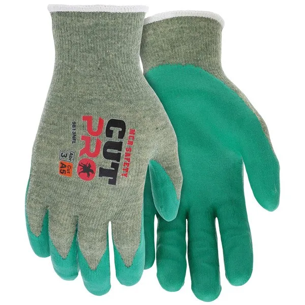 9813NFXL MCR Safety CutPro Cut Resistant Gloves, Kevlar, Modacrylic Blend, Green