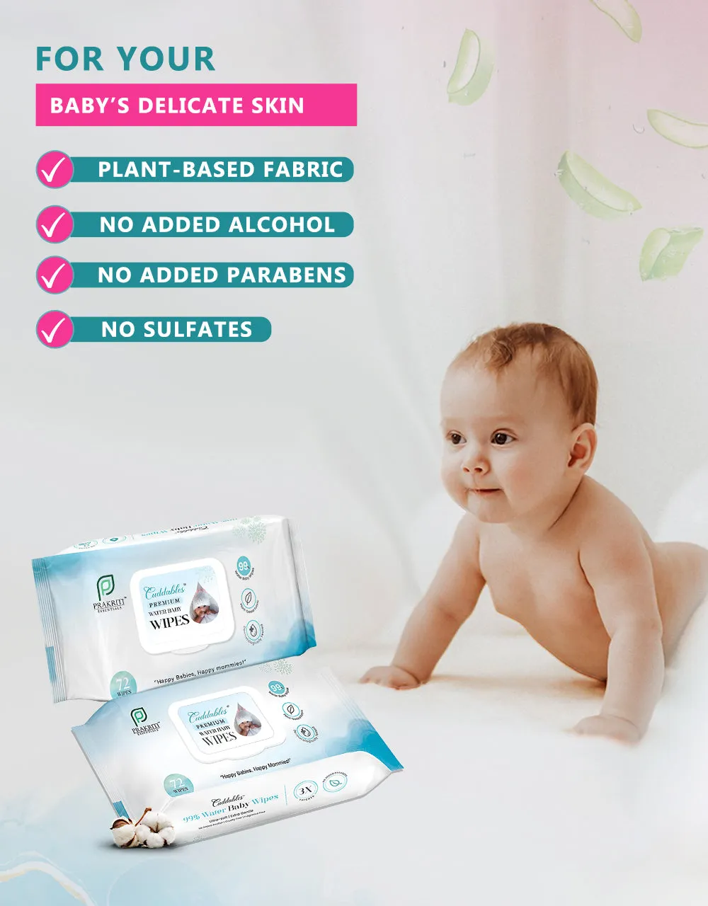 99% Pure Water Baby Wipes | Buy More Save More | 72 Wipes/Packet