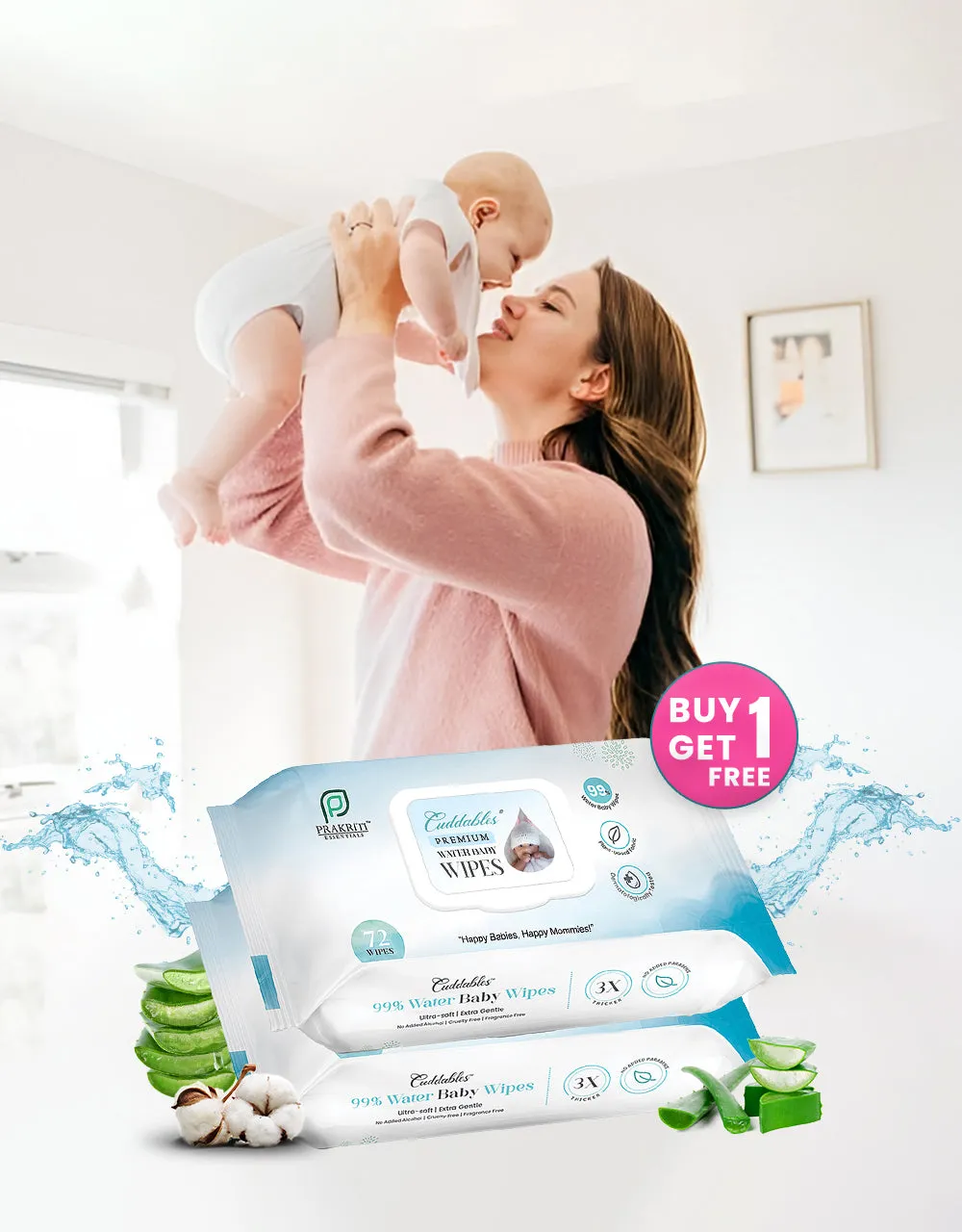 99% Pure Water Baby Wipes | Buy More Save More | 72 Wipes/Packet