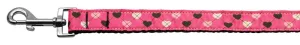 Argyle Hearts Nylon Ribbon Leash Bright Pink 1 inch wide 4ft Long