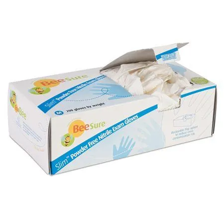 BeeSure Powder Free White Nitrile Gloves (200/box)