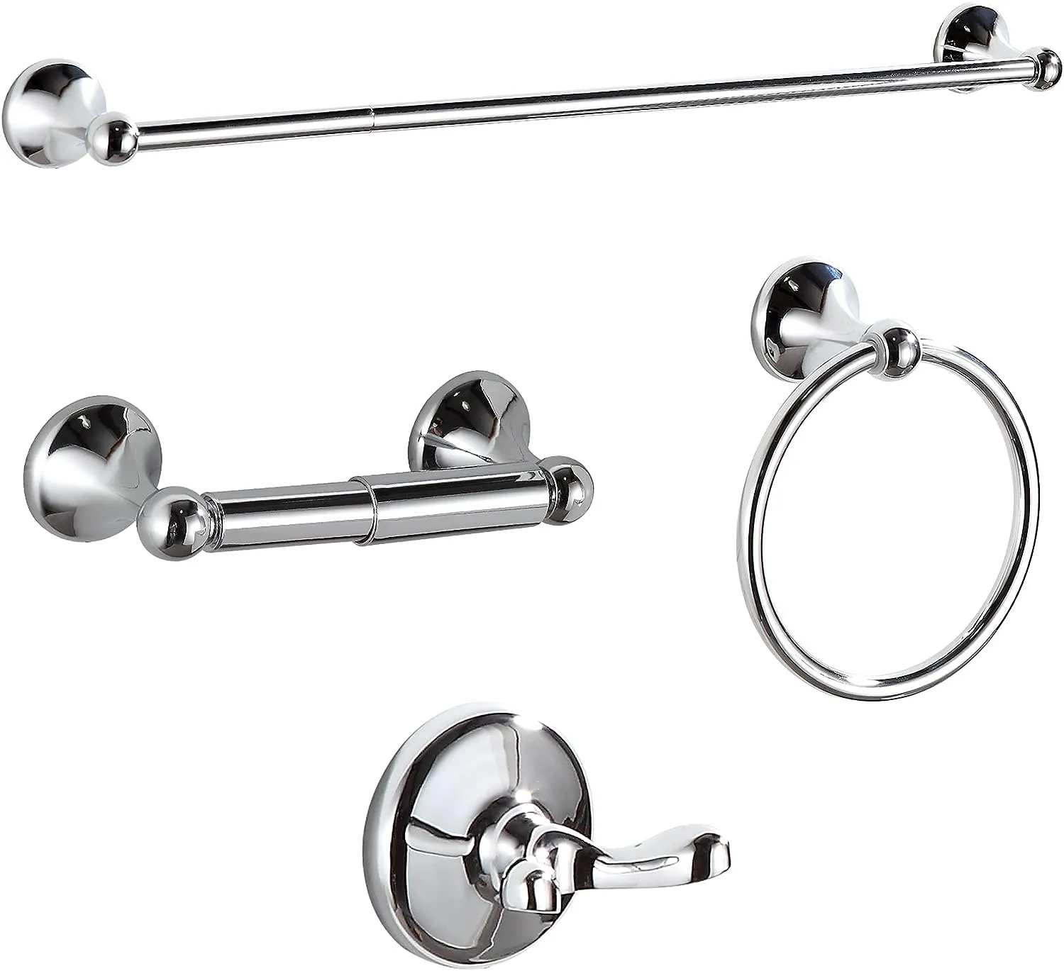 BGL Bathroom Accessory Set, Brushed Nickel Adjustable Expandable Towel Bar 4-Piece Bathroom Hardware Set Wall Mounted