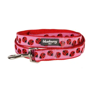 Blueberry Pet Durable Pink Webbing Ladybug Designer Dog Leash