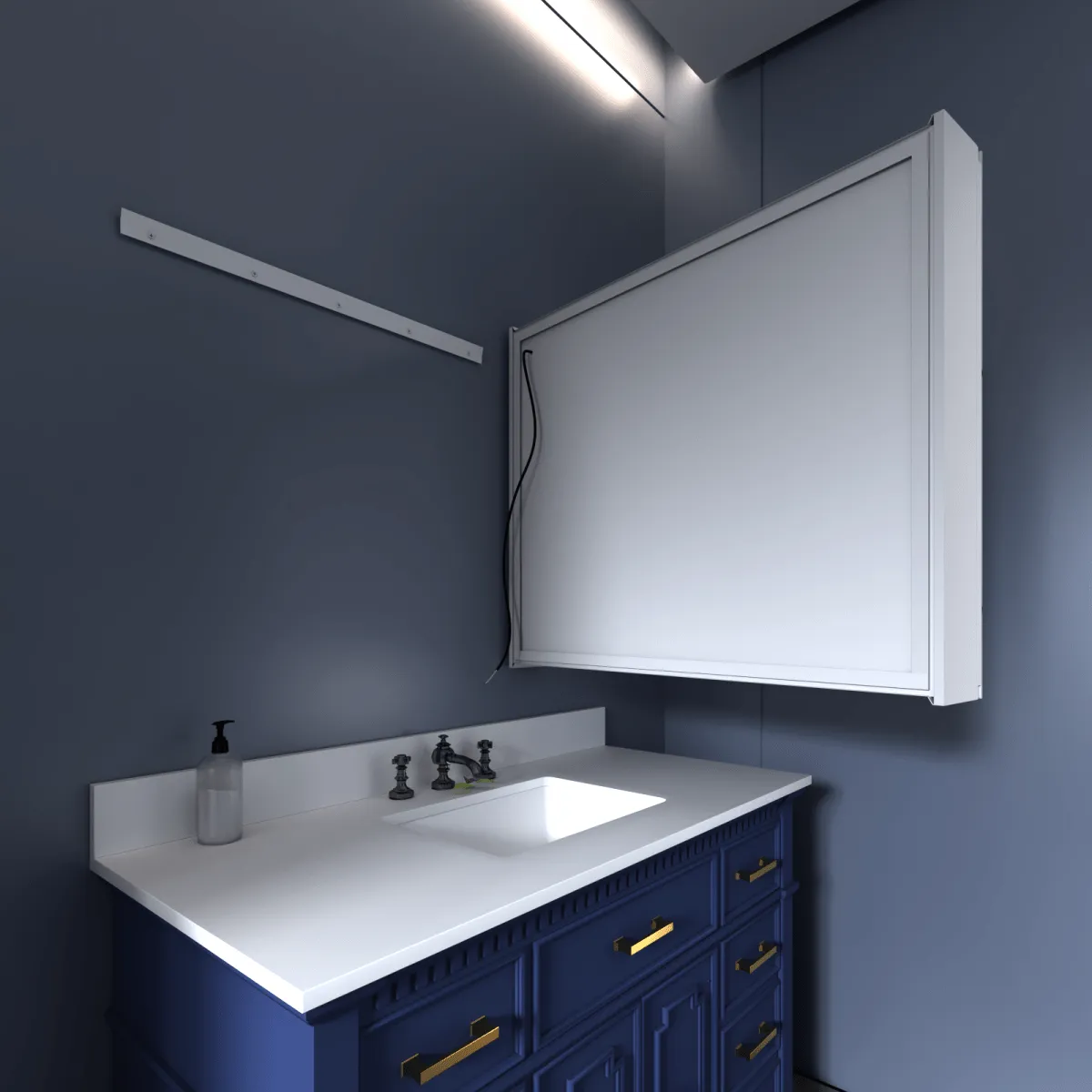 Boost-M1 28" W x 30" H Light Medicine Cabinet Recessed or Surface Mount Aluminum Adjustable Shelves Vanity Mirror Cabinet