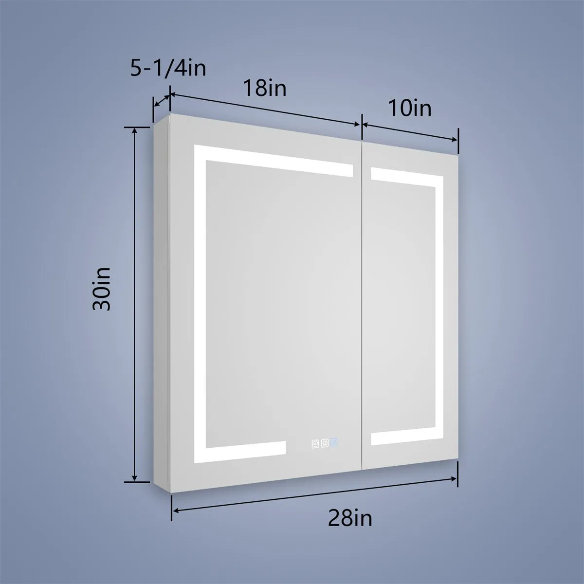 Boost-M1 28" W x 30" H Light Medicine Cabinet Recessed or Surface Mount Aluminum Adjustable Shelves Vanity Mirror Cabinet