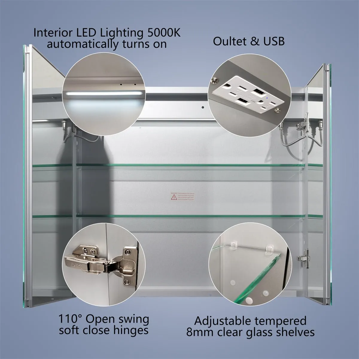 Boost-M1 30 in. W x 26 in. H Bathroom Medicine Cabinet with Mirror And Light Recessed or Surface Mount