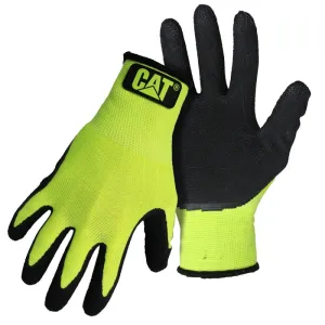 CAT CAT017418M Coated Gloves, M, Knit Wrist Cuff, Latex Coating, Polyester Glove, Green :PR: QUANTITY: 1