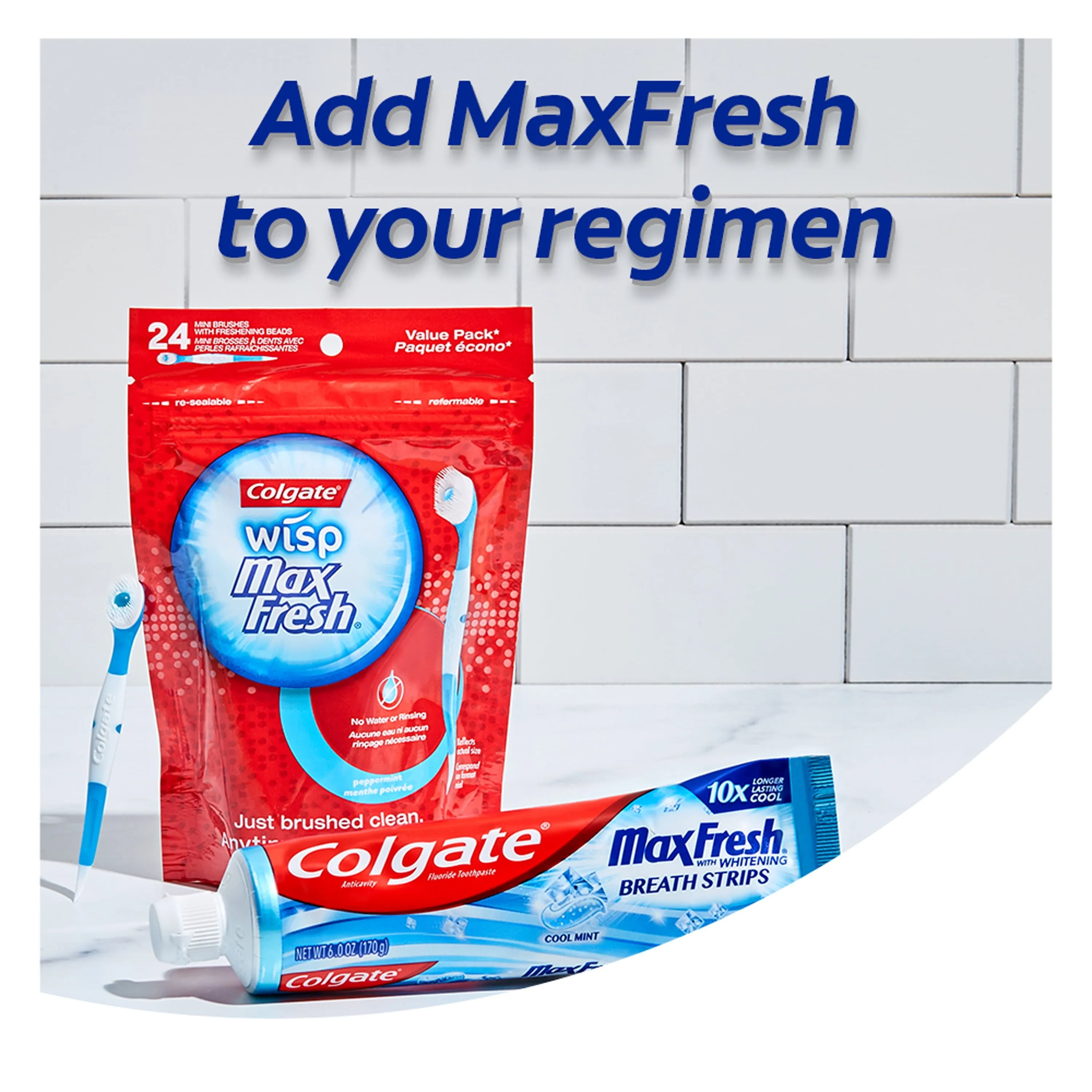 Colgate Max Fresh Toothpaste, Whitening Toothpaste with Mini Breath Strips, Clean Mint, 6.3 oz Tube