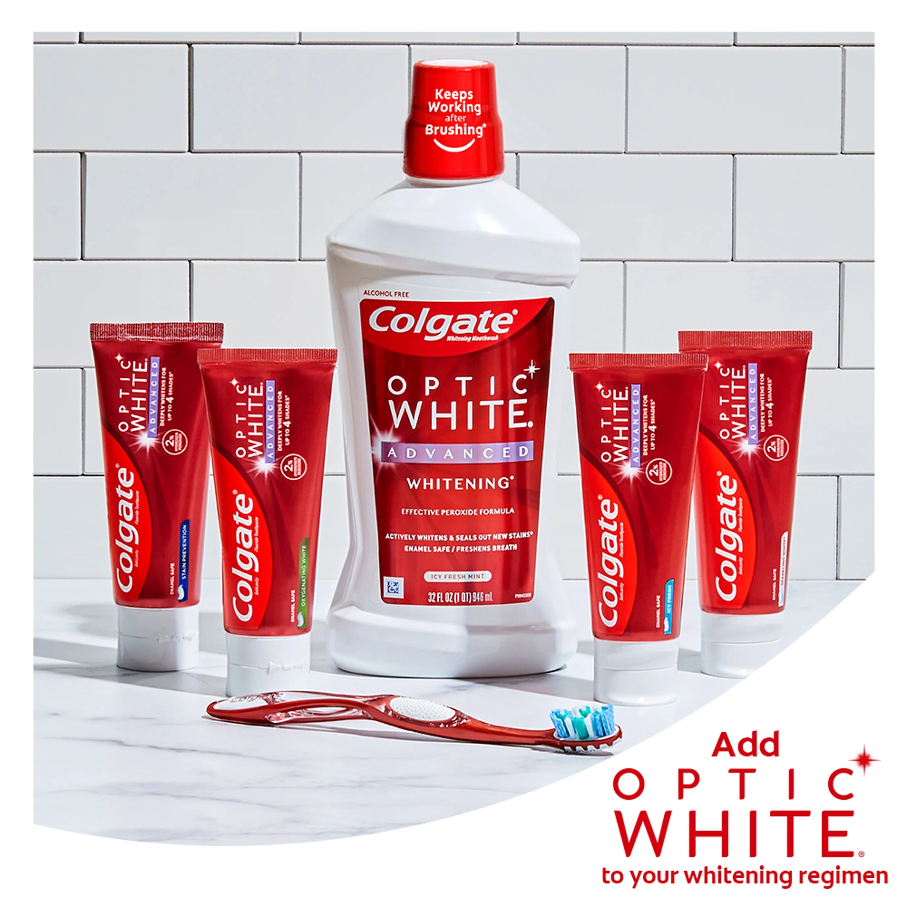 Colgate Optic White Advanced Hydrogen Peroxide Toothpaste, Icy Fresh, 3.2 oz