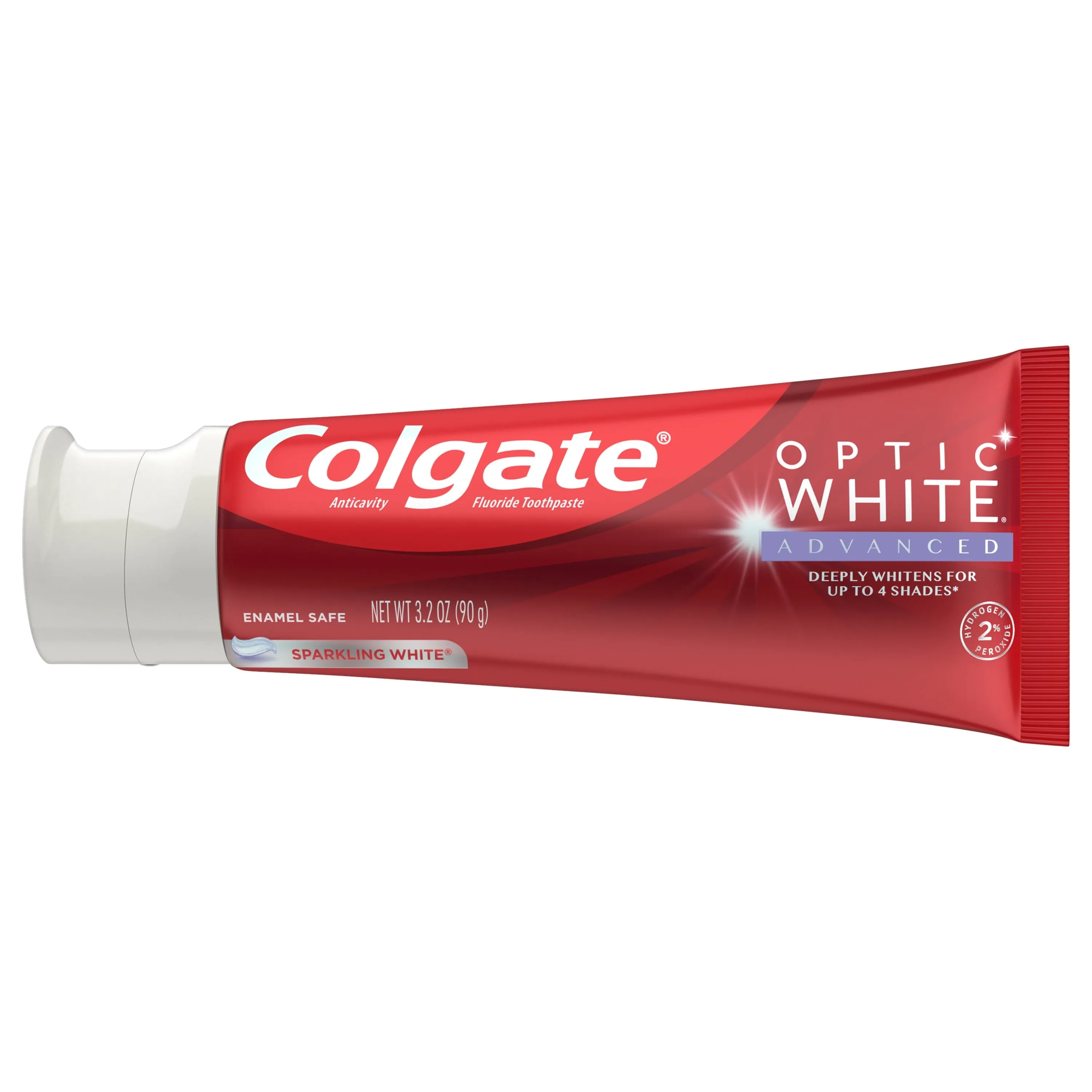 Colgate Optic White Advanced Hydrogen Peroxide Toothpaste, Sparkling White, 2 Pack, 3.2 oz