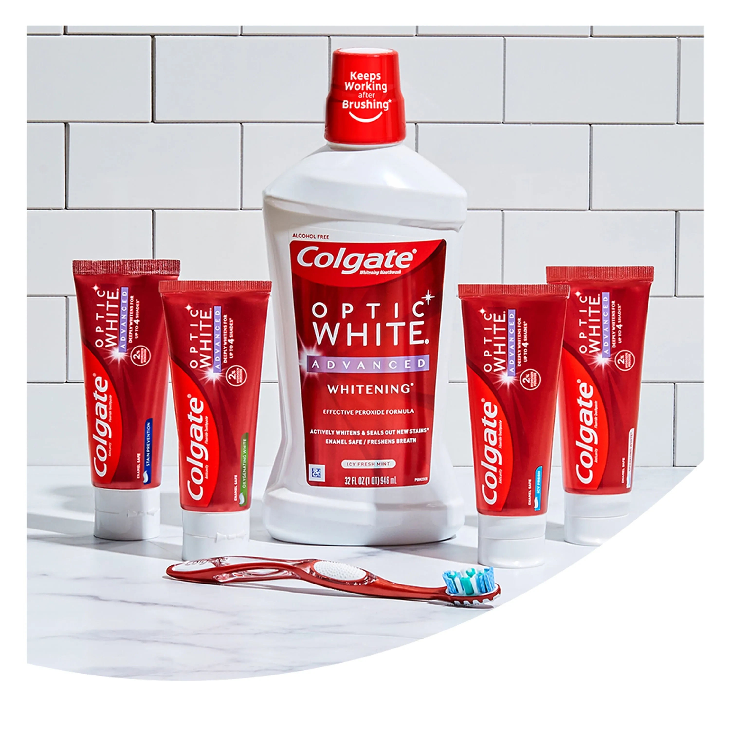 Colgate Optic White Advanced Hydrogen Peroxide Toothpaste, Sparkling White, 3 Pack, 3.2 oz