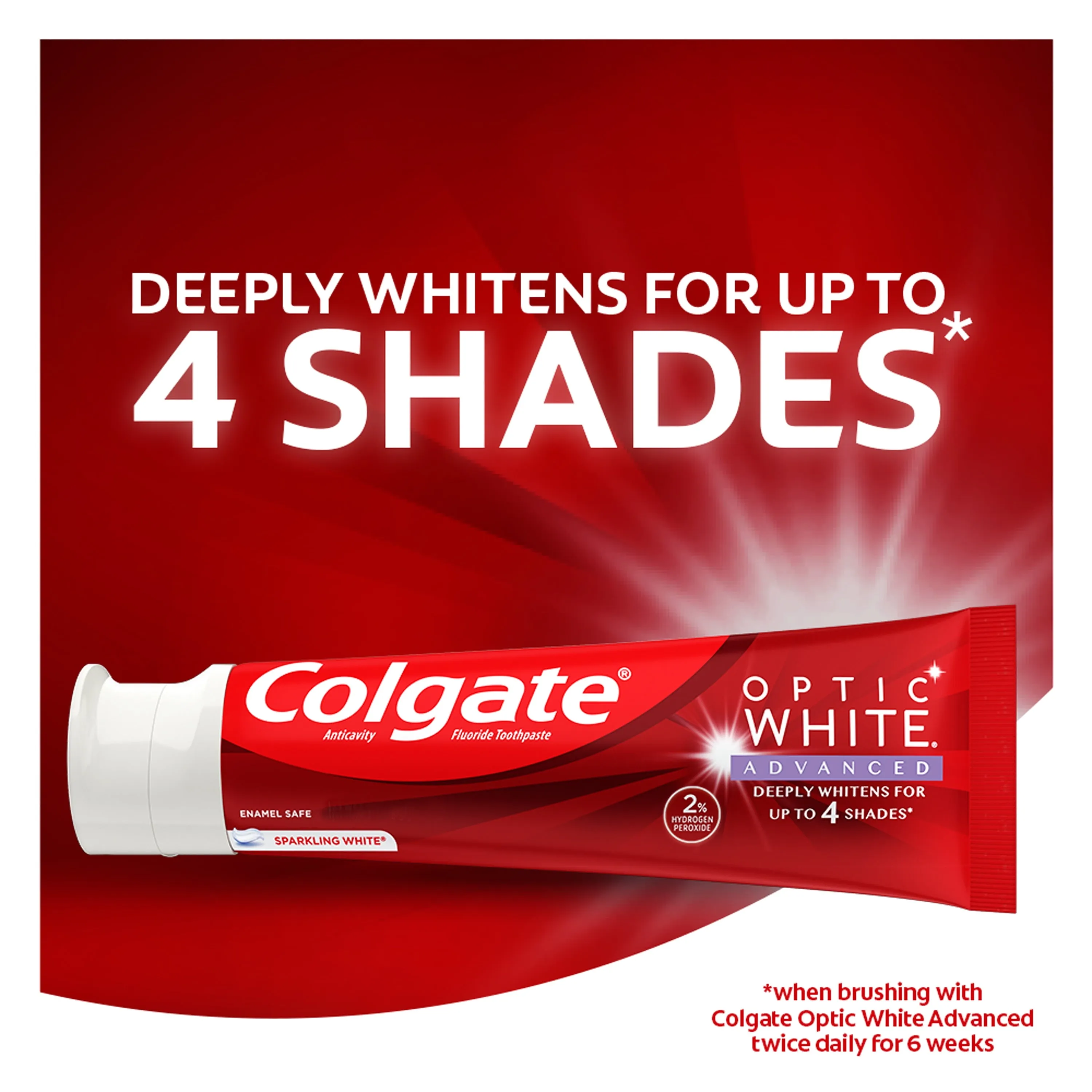 Colgate Optic White Advanced Hydrogen Peroxide Toothpaste, Sparkling White, 3 Pack, 3.2 oz