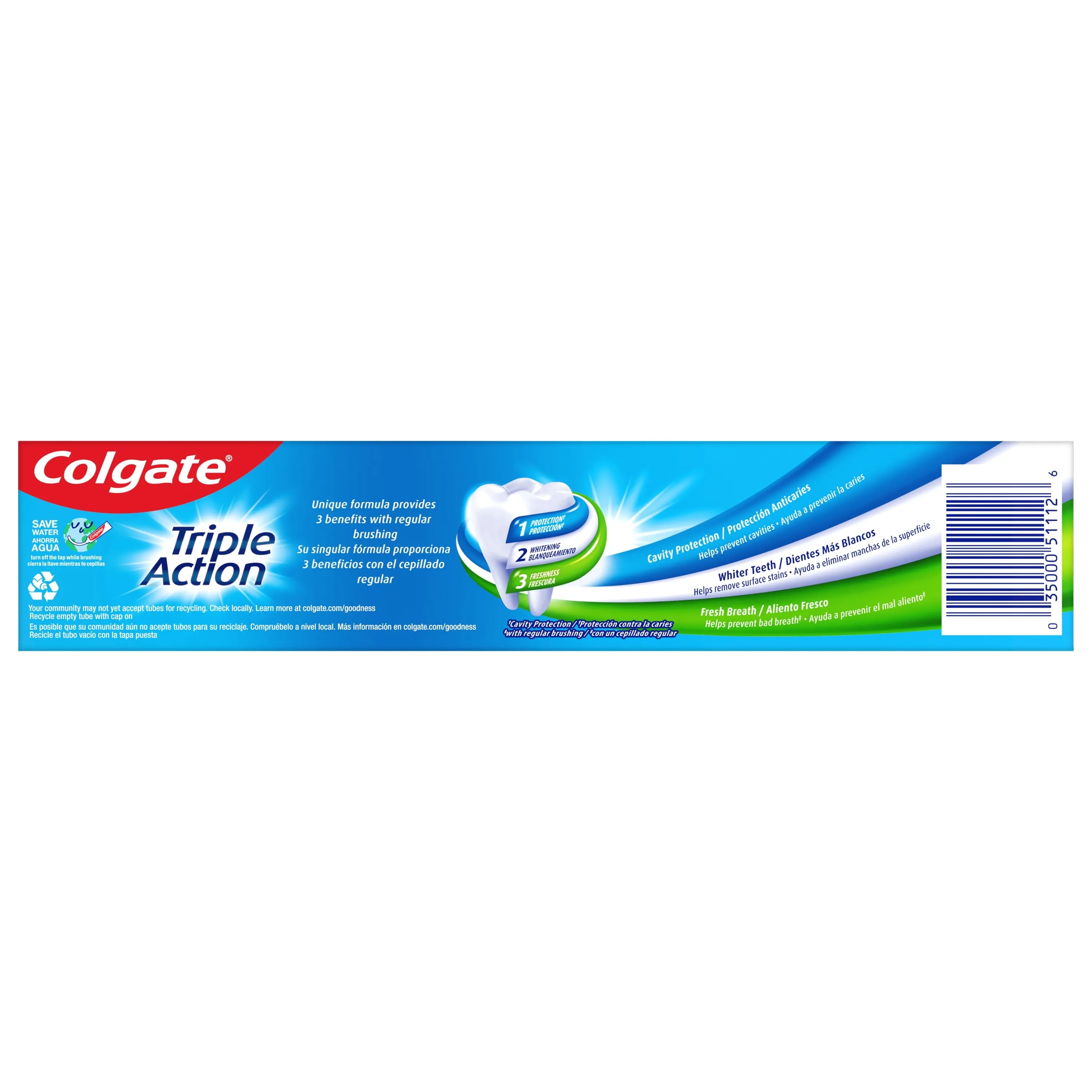 Colgate Triple Action Toothpaste, Original Mint, 6 oz. Tube