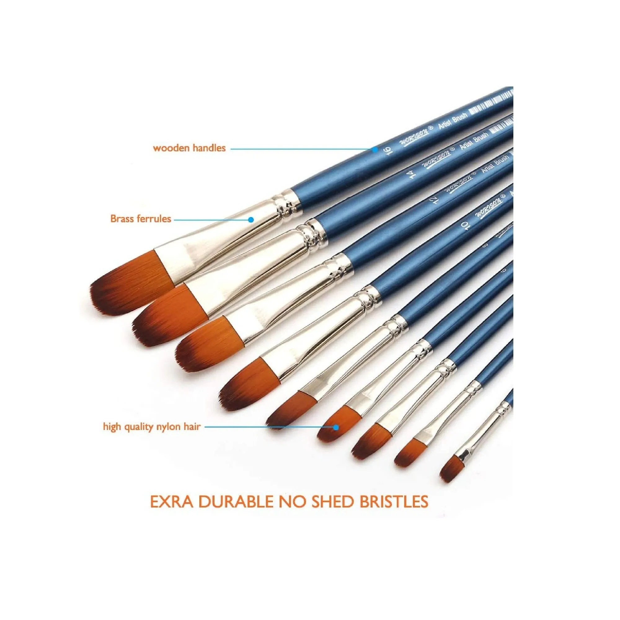 Dainayw Filbert Paint Brushes Set | 9 Pcs Professional Artist Brush