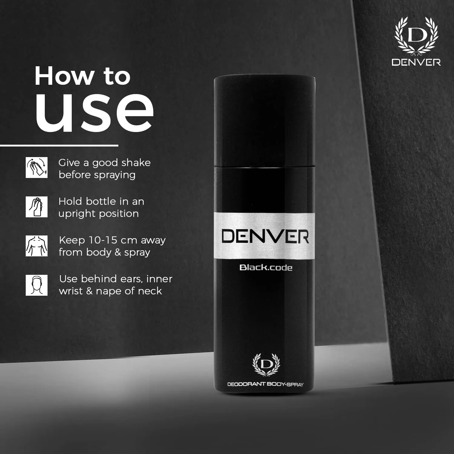 DENVER Black Code Deo - 150ML & Black Code Nano - 50ML - Combo Set of 2 | Long Lasting Deodorant Body Spray - For Men