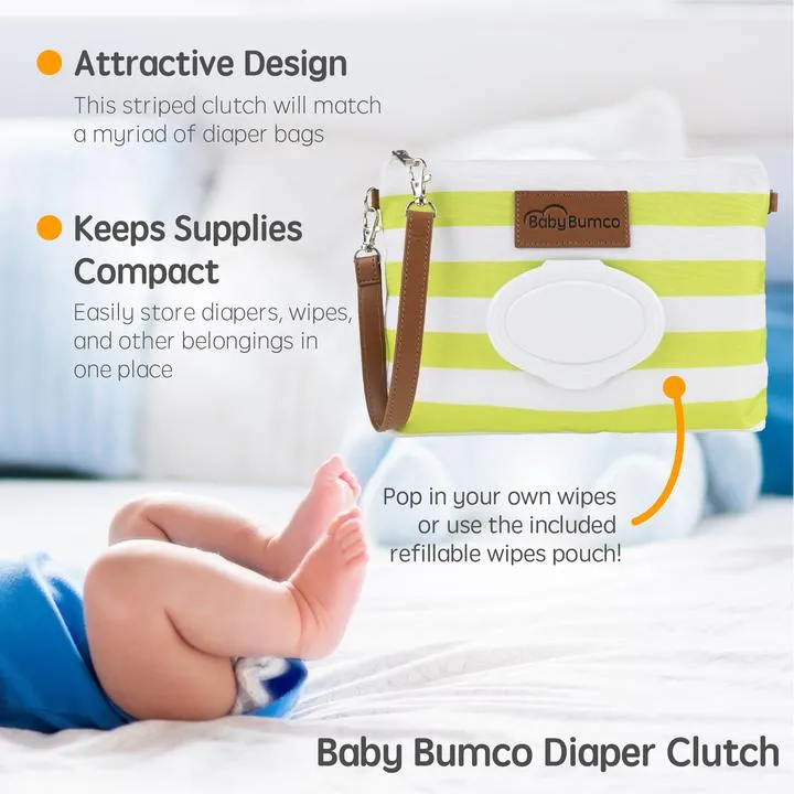 Diaper Clutch | Green   White