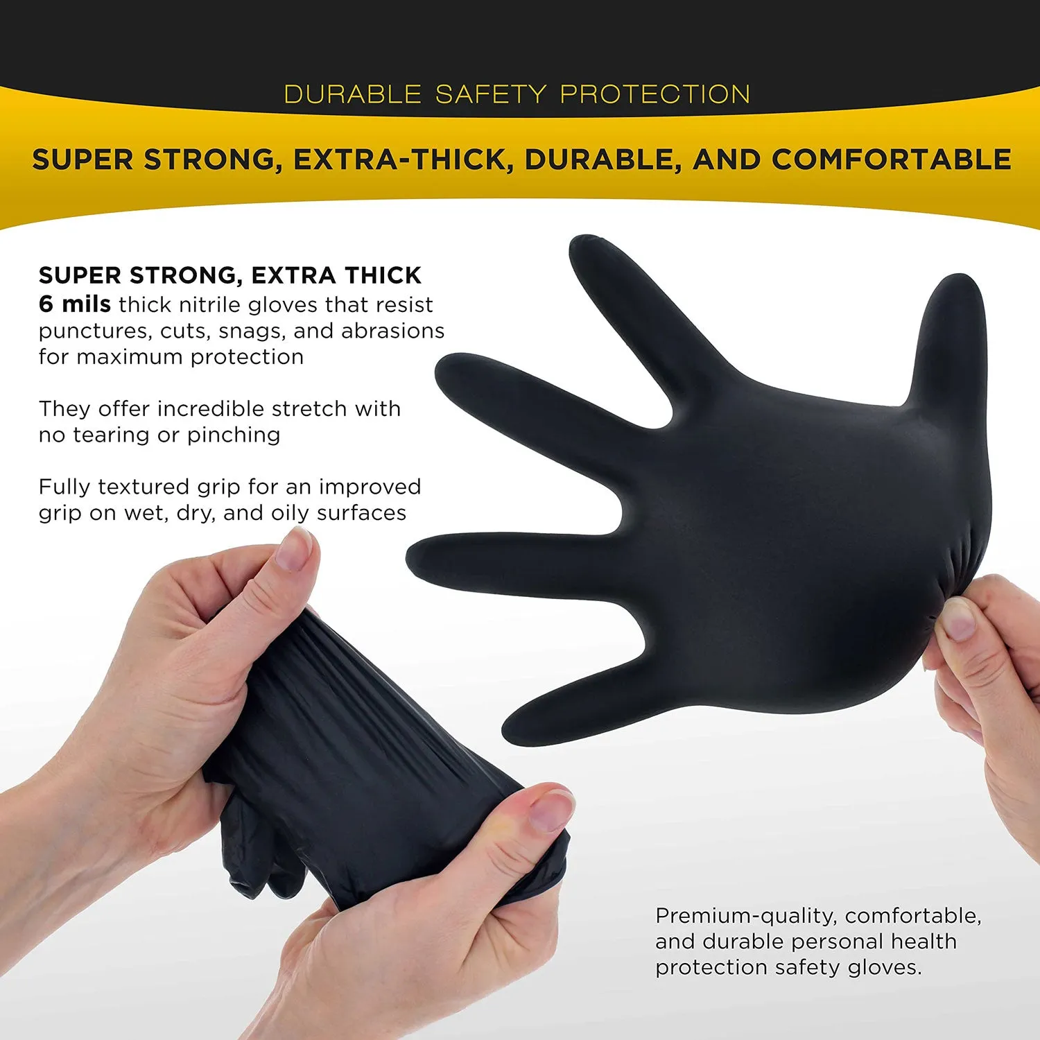 Extra-Thick 6 Mil Nitrile Industrial Gloves, 100x, Large