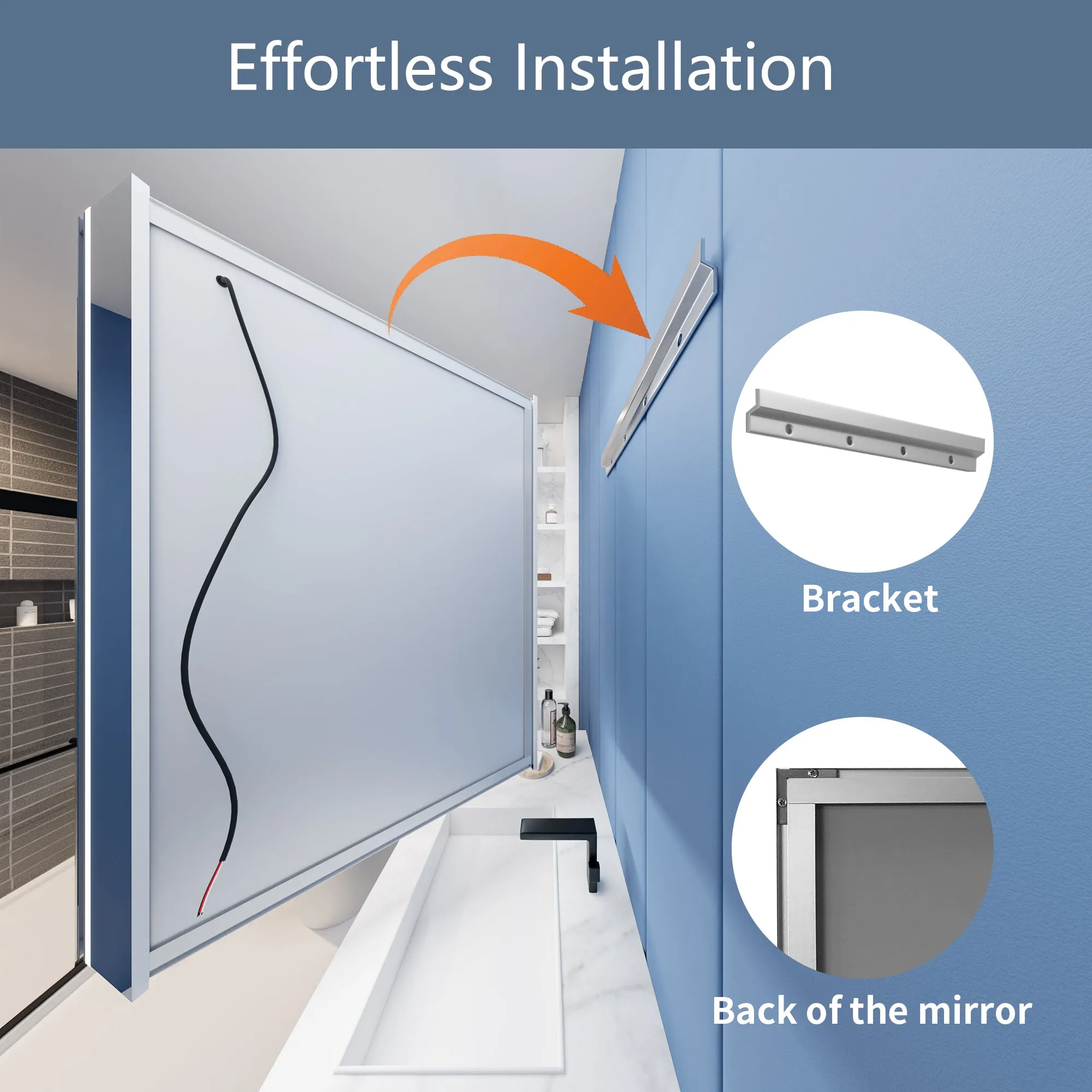 Illusion 48" x 32" LED Lighted Medicine Cabinet with Magnifiers Front and Back Light