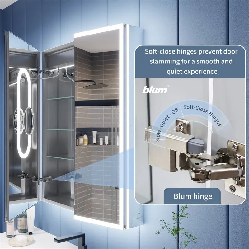 Illusion 72" x 36" LED Lighted Medicine Cabinet with Magnifiers Front and Back Light