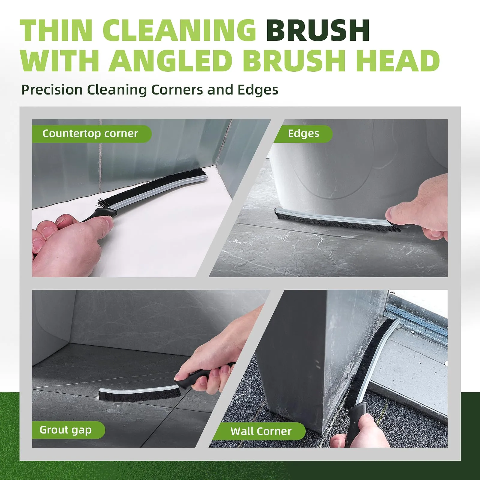 KMOSENIA Grout Cleaning Brush - Hard Bristle Crevice Cleaning Brush, Scrub Brush for Tile Grout Crevice, Toilet, Kitchen, Bathroom, Window Track, Vehicle, Faucets, Countertops, Grill, Home