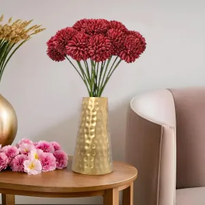 Kuber Industries Metal Flower Vase Stand for Living Room Corner - Show Pieces for Dining Table - Cone Shaped Vase for Plants Decoration (Gold)