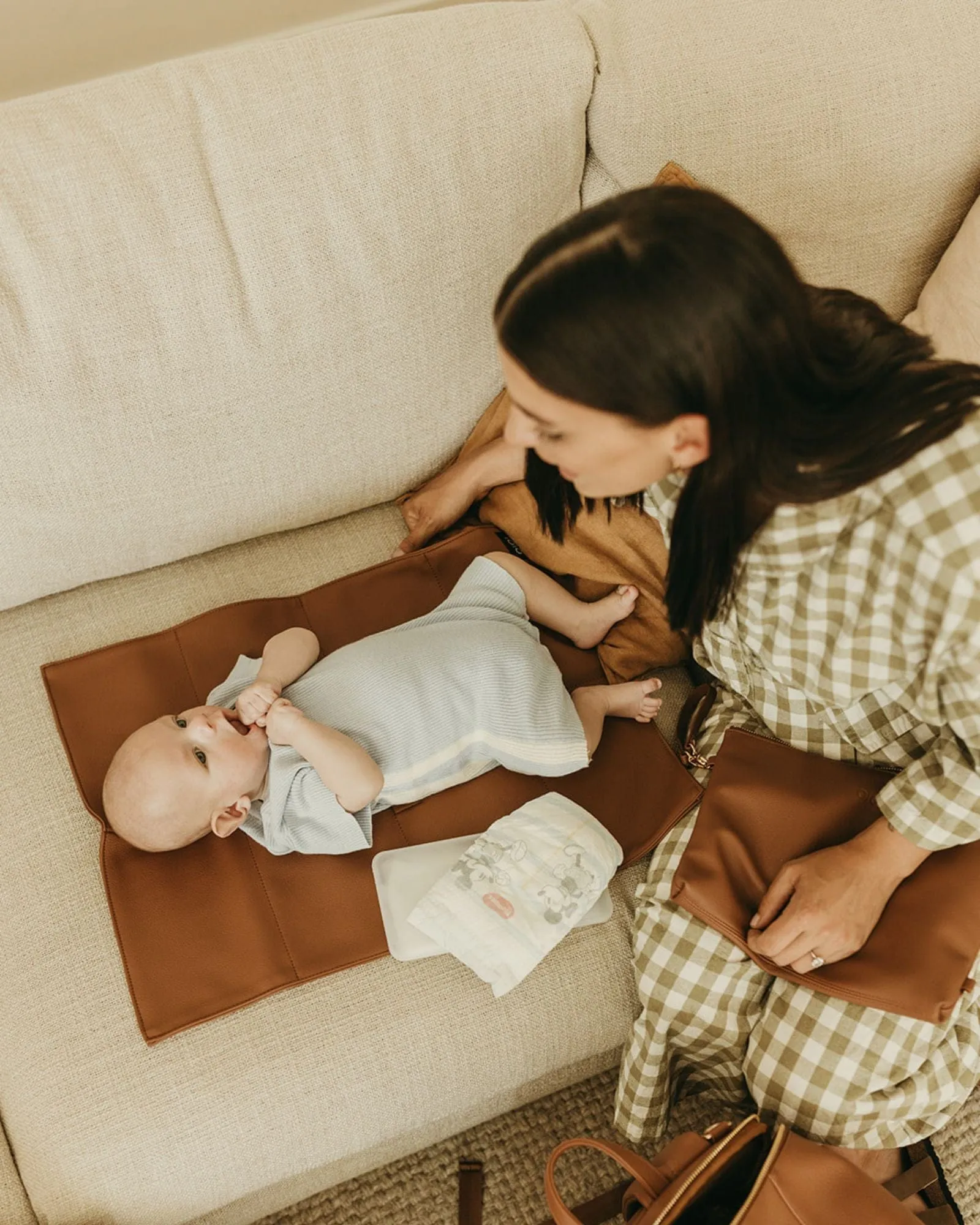 Nappy Changing Pouch - Chestnut Brown Vegan Leather