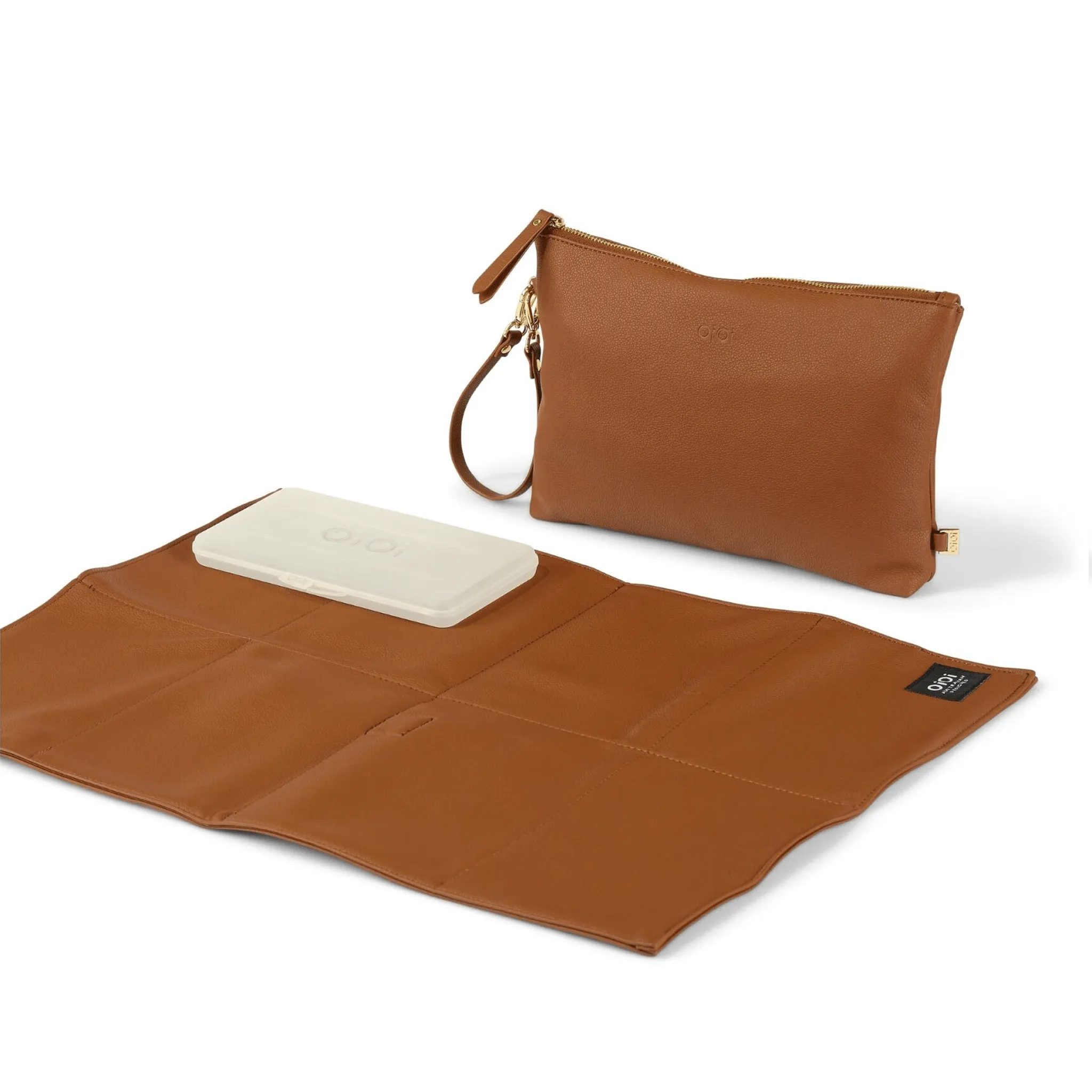 Nappy Changing Pouch - Chestnut Brown Vegan Leather