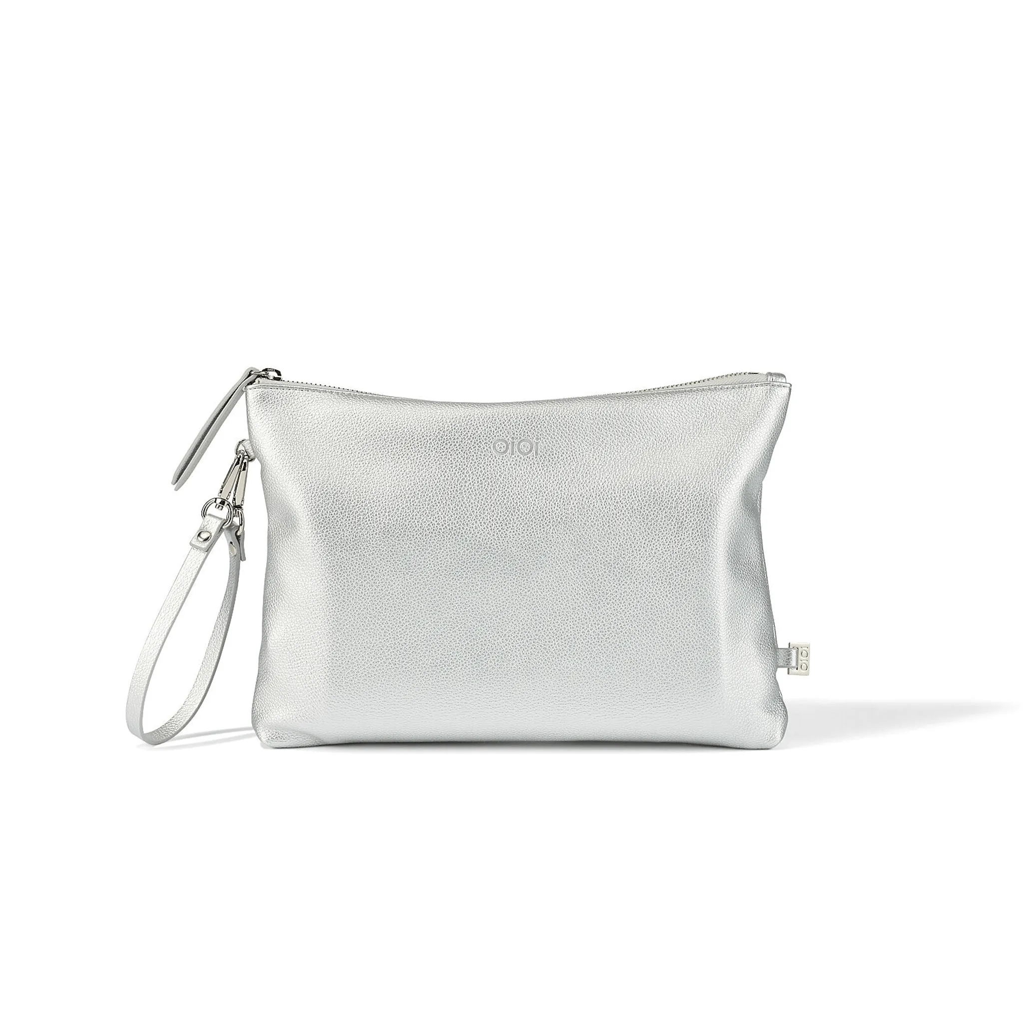 Nappy Changing Pouch - Metallic Silver Vegan Leather