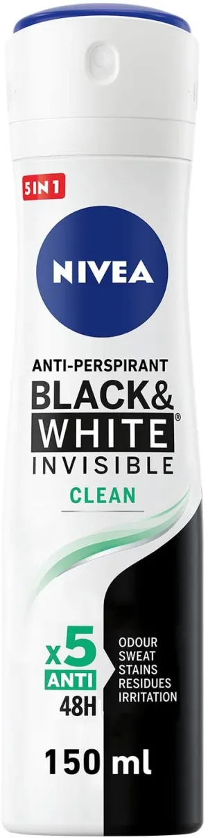 Nivea Black and White Invisible Clean Antiperspirant For Women Spray