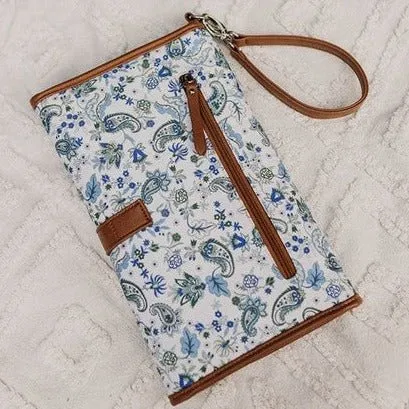 OiOi Travel Change Mat - Blue Paisley & Tan