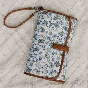 OiOi Travel Change Mat - Blue Paisley & Tan