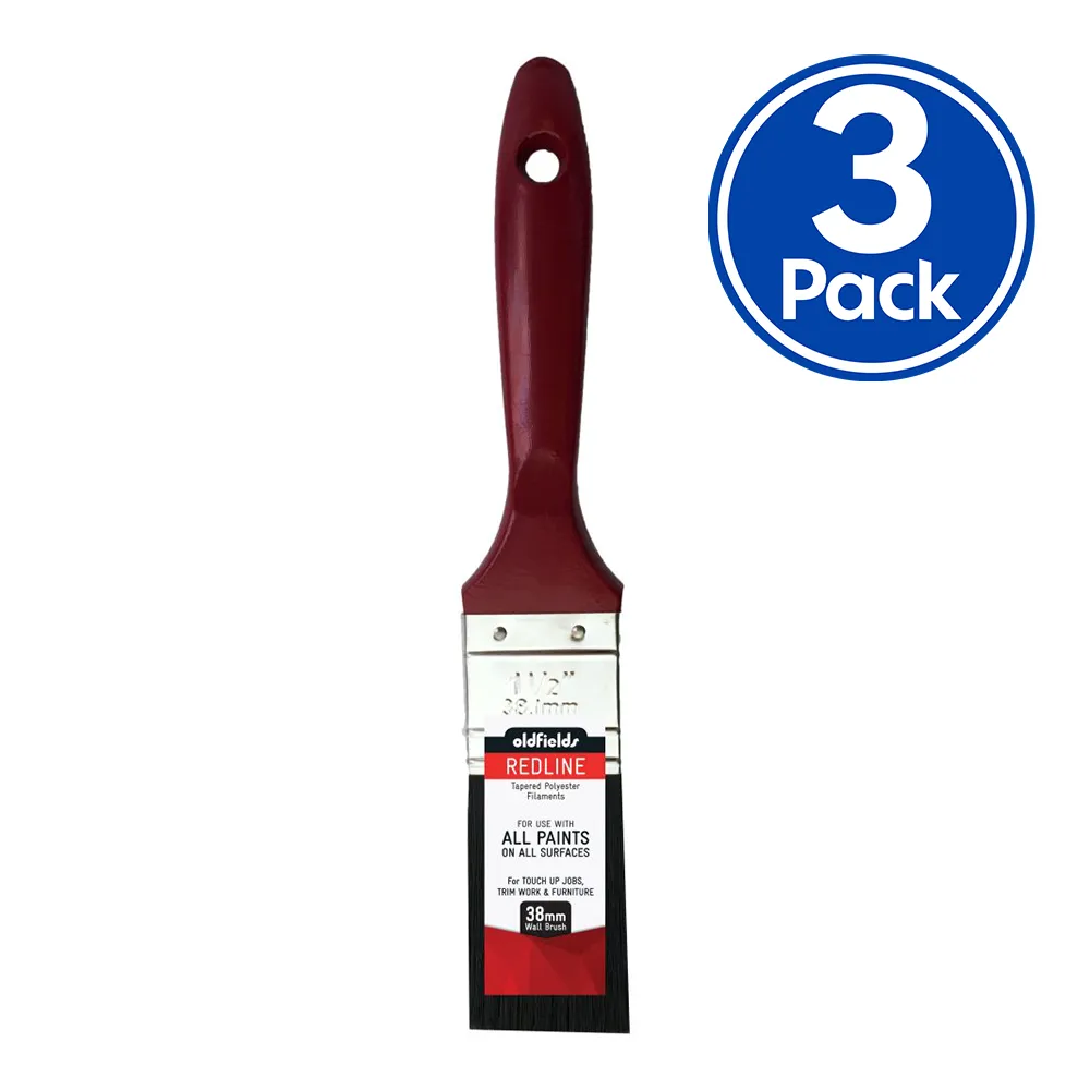 OLDFIELDS Redline Range All Purpose Economical Paint Brush 12mm to 100mm x 3 Pack