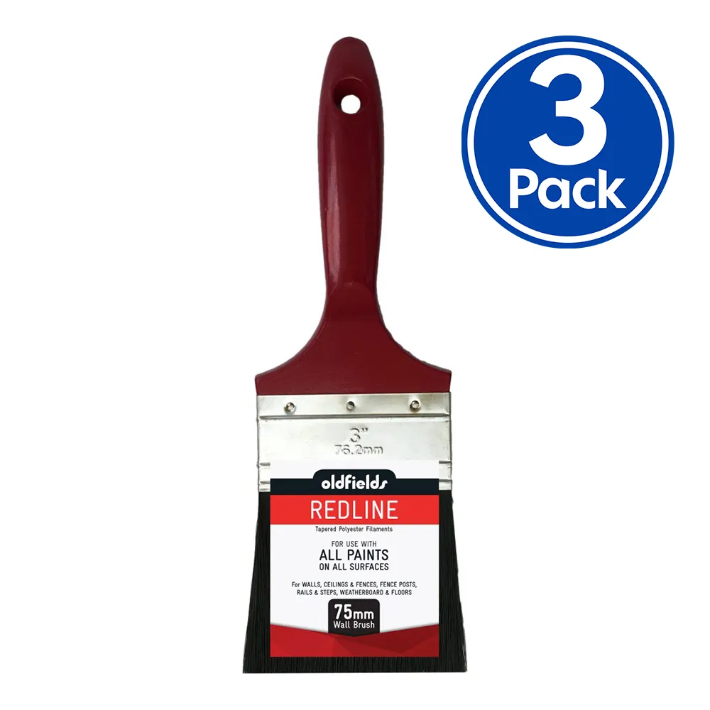 OLDFIELDS Redline Range All Purpose Economical Paint Brush 12mm to 100mm x 3 Pack