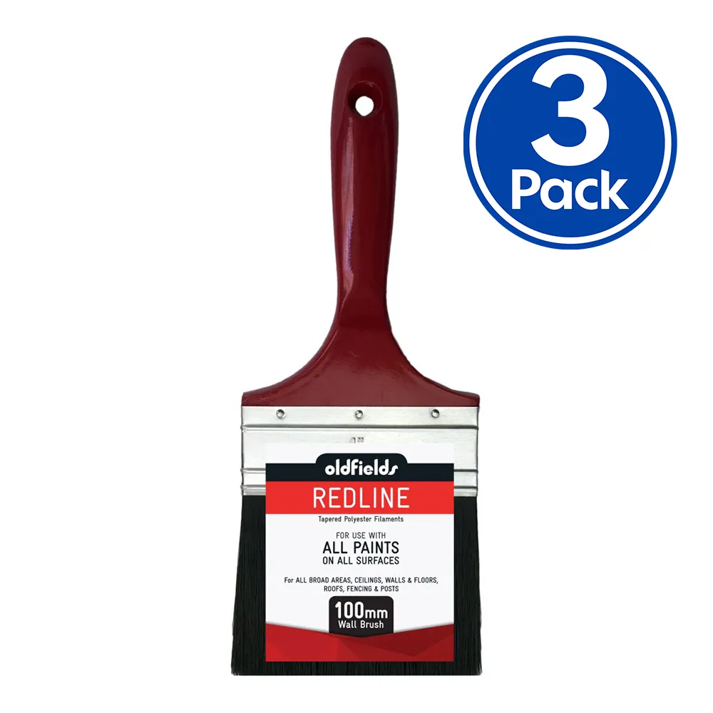 OLDFIELDS Redline Range All Purpose Economical Paint Brush 12mm to 100mm x 3 Pack