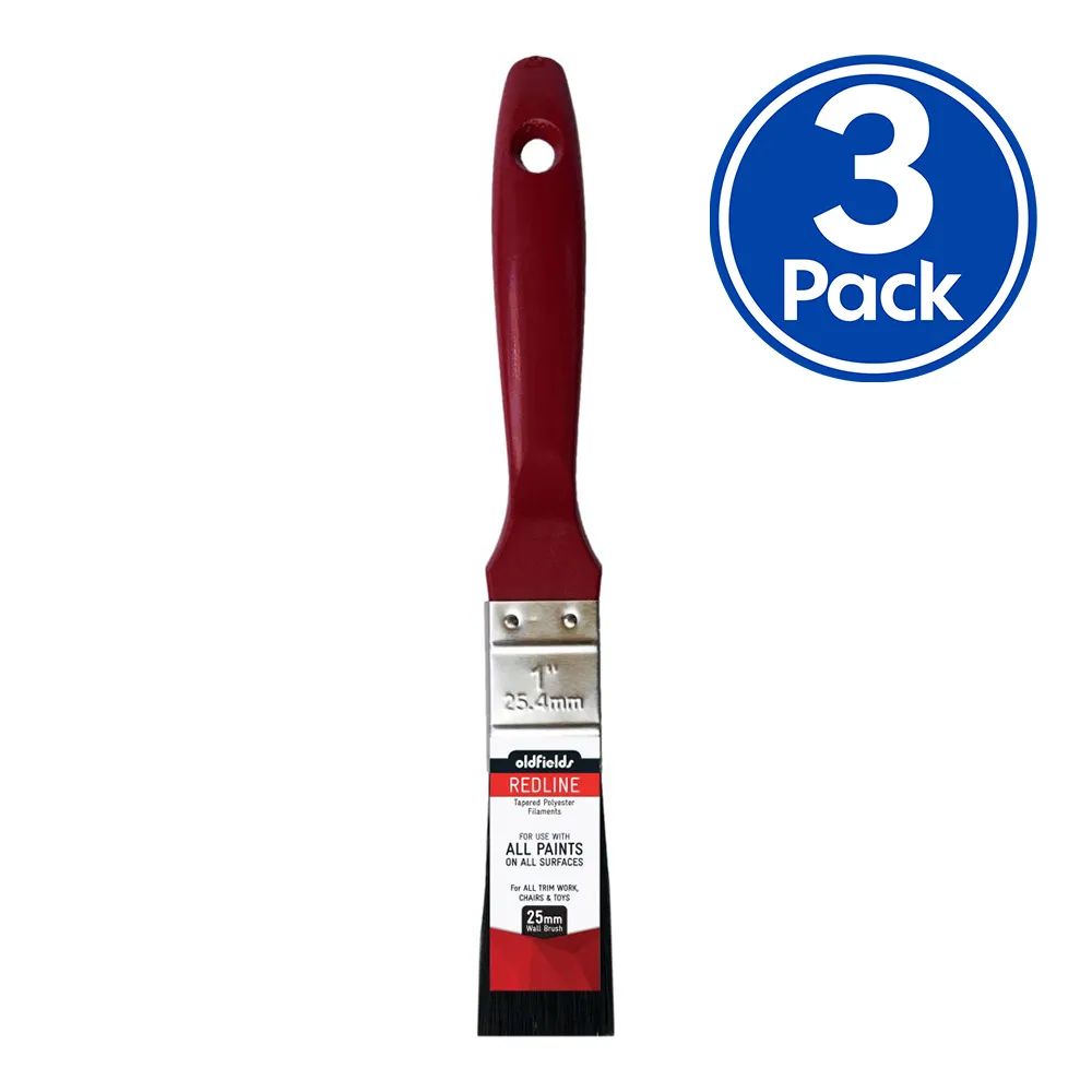 OLDFIELDS Redline Range All Purpose Economical Paint Brush 12mm to 100mm x 3 Pack