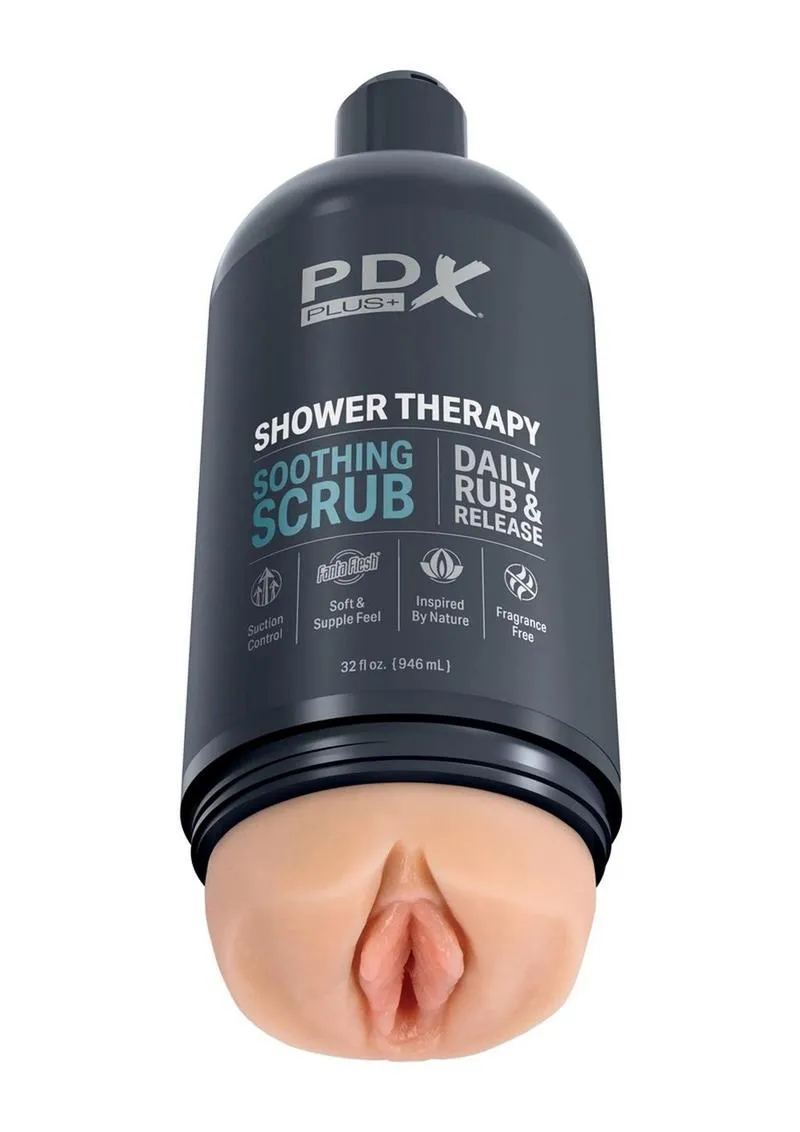 Pdx Plus Shower Therapy Soothing Scrub Discreet Stroker - Vanilla