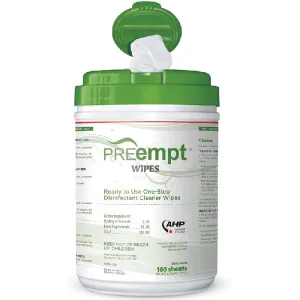 PreEmpt Wipes One-Step Surface Disinfectant Cleaner Wipes 160 Count