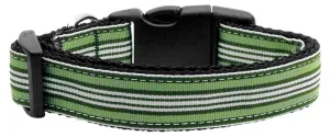 Preppy Stripes Nylon Ribbon Collars Green-White Large