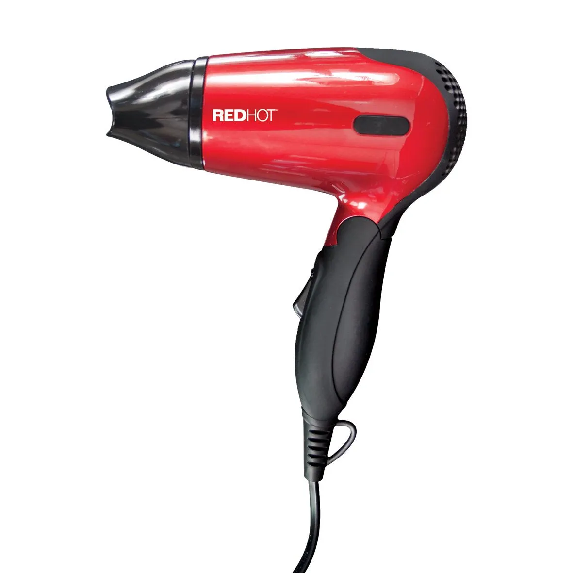 Red Hot 37070 1200W Travel Hair Dryer with Folding Handle/Dual Voltage / 2 Heat Settings/Compact & Lightweight/Red Coloured