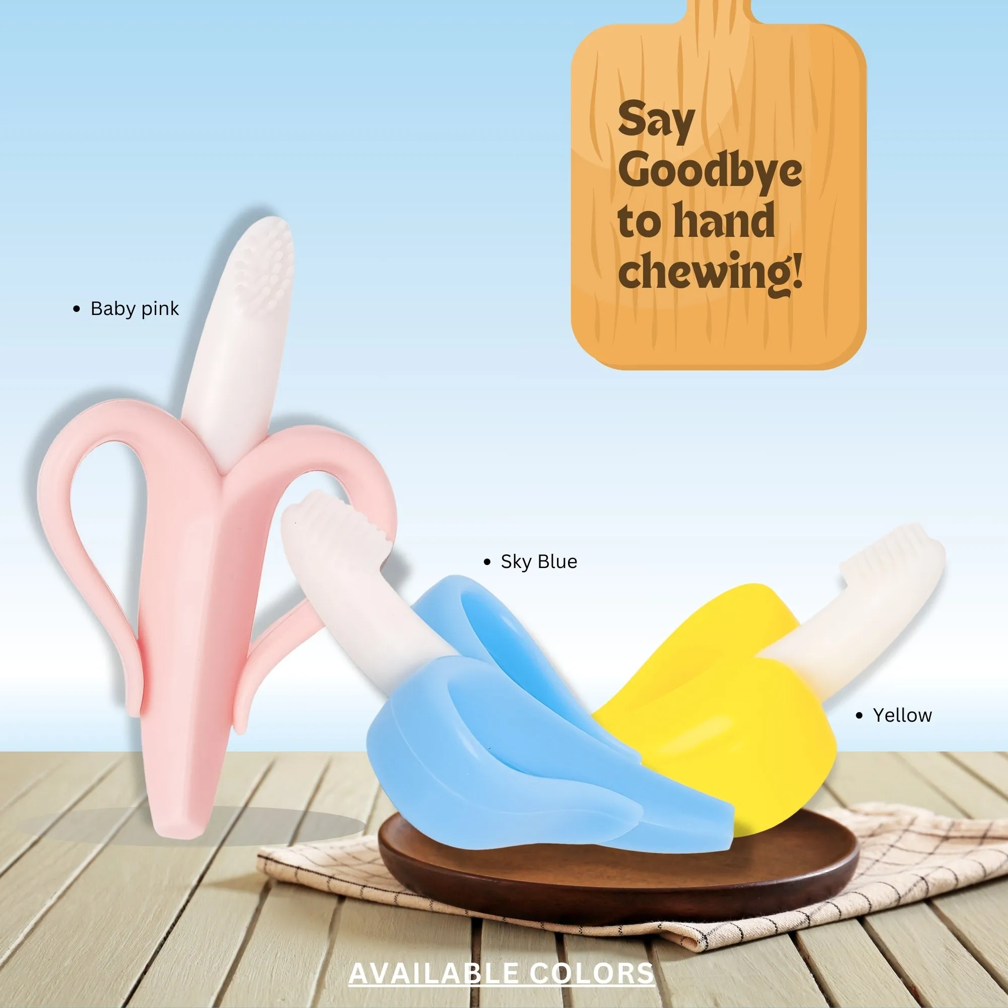 The Little Lookers Single Silicone Banana Shaped Teething Toothbrush/Teether for Baby/Toddlers/Infants/Children